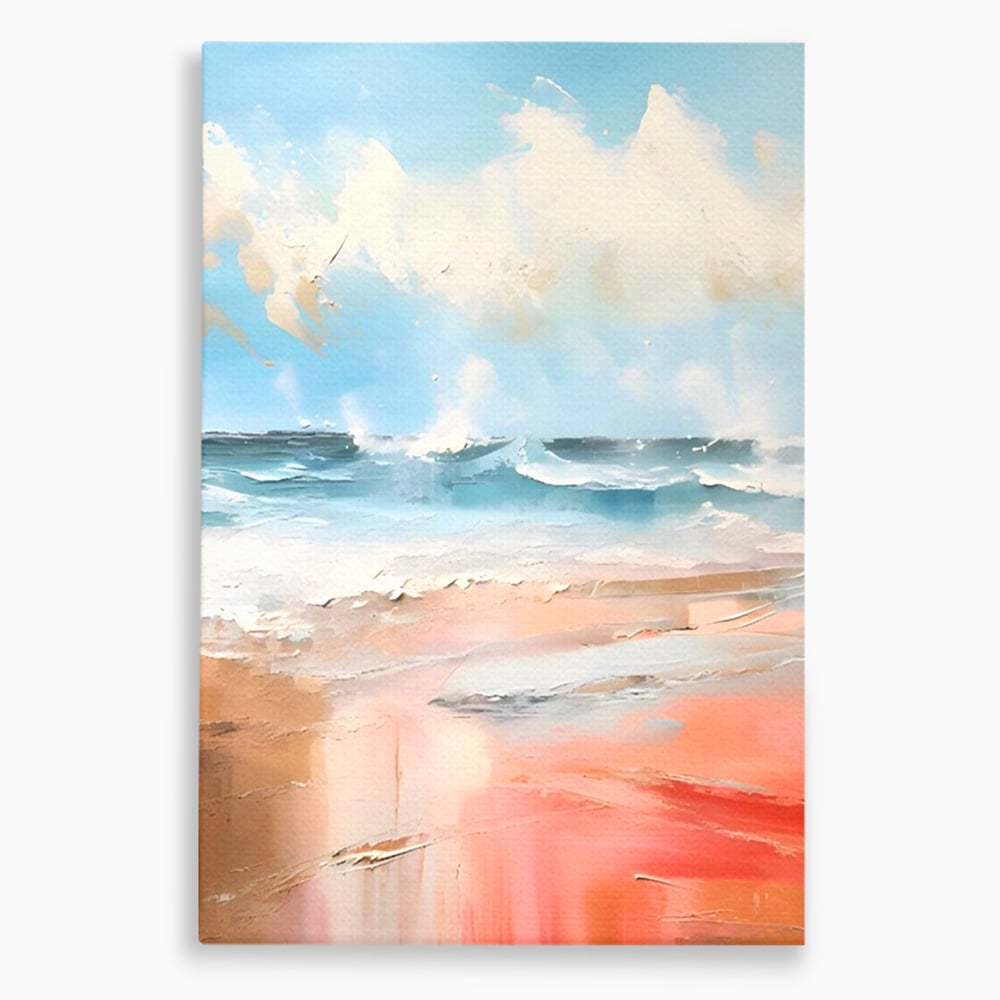 Tablou canvas cu tablou pictat cu peisaj marin abstract, fara rama, pe sasiu de lemn